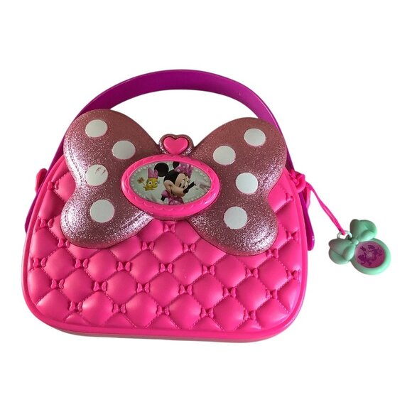 Minnie Mouse Hot Pink‎ Purse with Glitter Bow Plastic Disney Girls Pocketbook - Picture 6 of 14